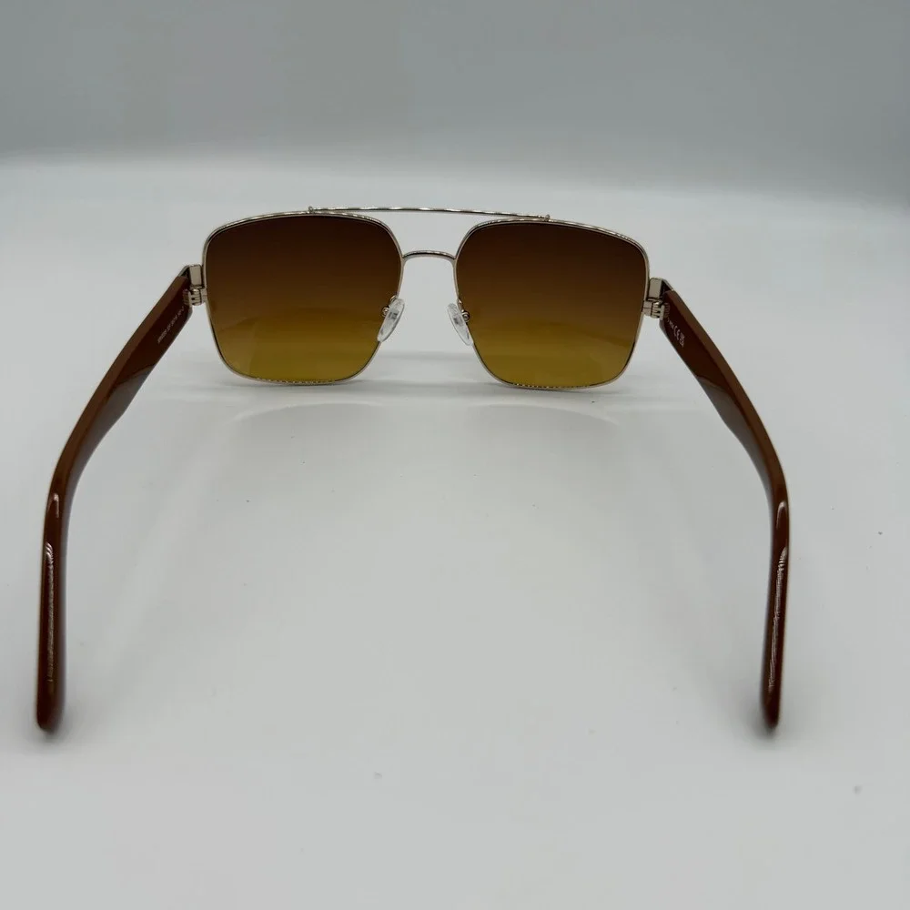 MCM MW0008 32F Gold Brown Square Navigator Sunglasses with Crossbody Case New